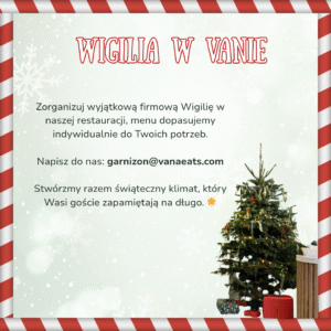 zaproszenie na wigilię firmową w restauracja VANA w Gdańsku